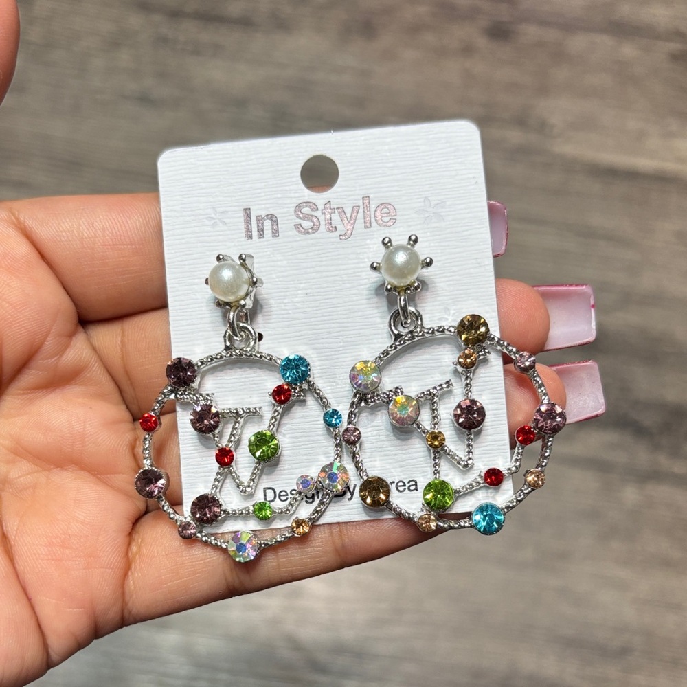Multicolor Crystal Silver Earrings